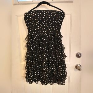 White House/Black Market Strapless Mini black and white polkadot dress Size 2